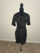Banana Republic Sheath Dress Black White Crew Neck Half Sleeve Knee Length 6