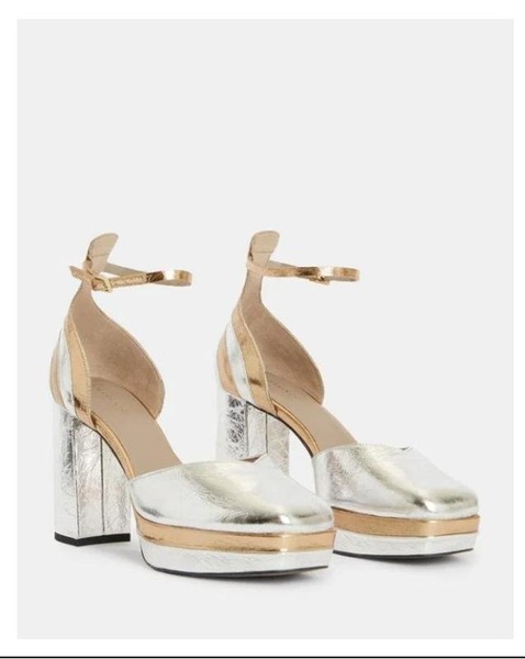 Women AllSaints Heels Silver Leather 37