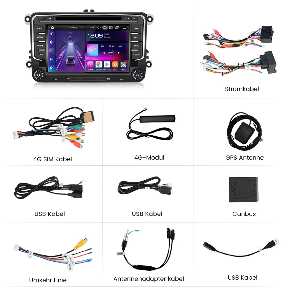 Für Golf 5 Passat Tiguan Touran Polo T5 Jetta 64G 7"Android13 Autoradio GPS Navi - Bild 4 von 4