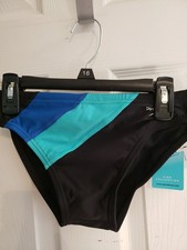 New Speedo Men's Endurance Swim Briefs Navy Blue Stripe Detail Size 28 Good Vibe