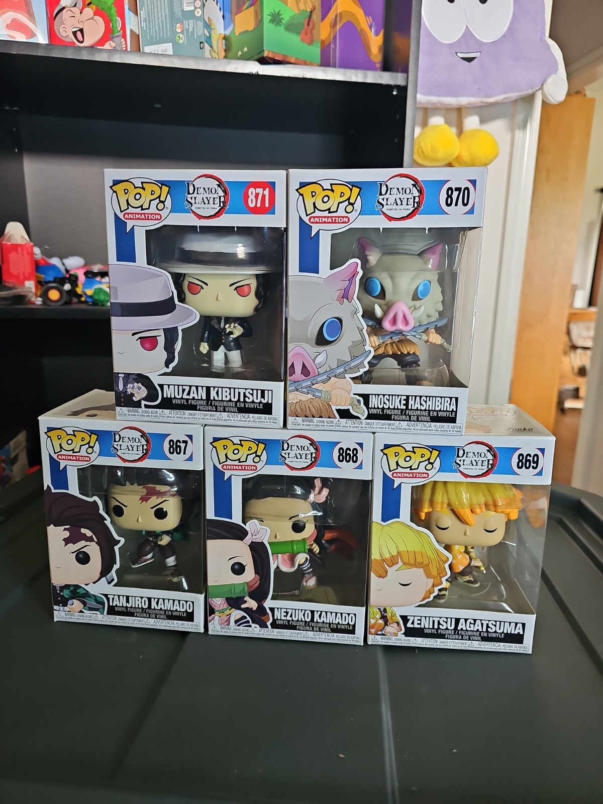 Lot of 5 Demon Slayer Funko Pop! Tanjiro Nezuko Inosuke Zenitsu Muzan Figure Set