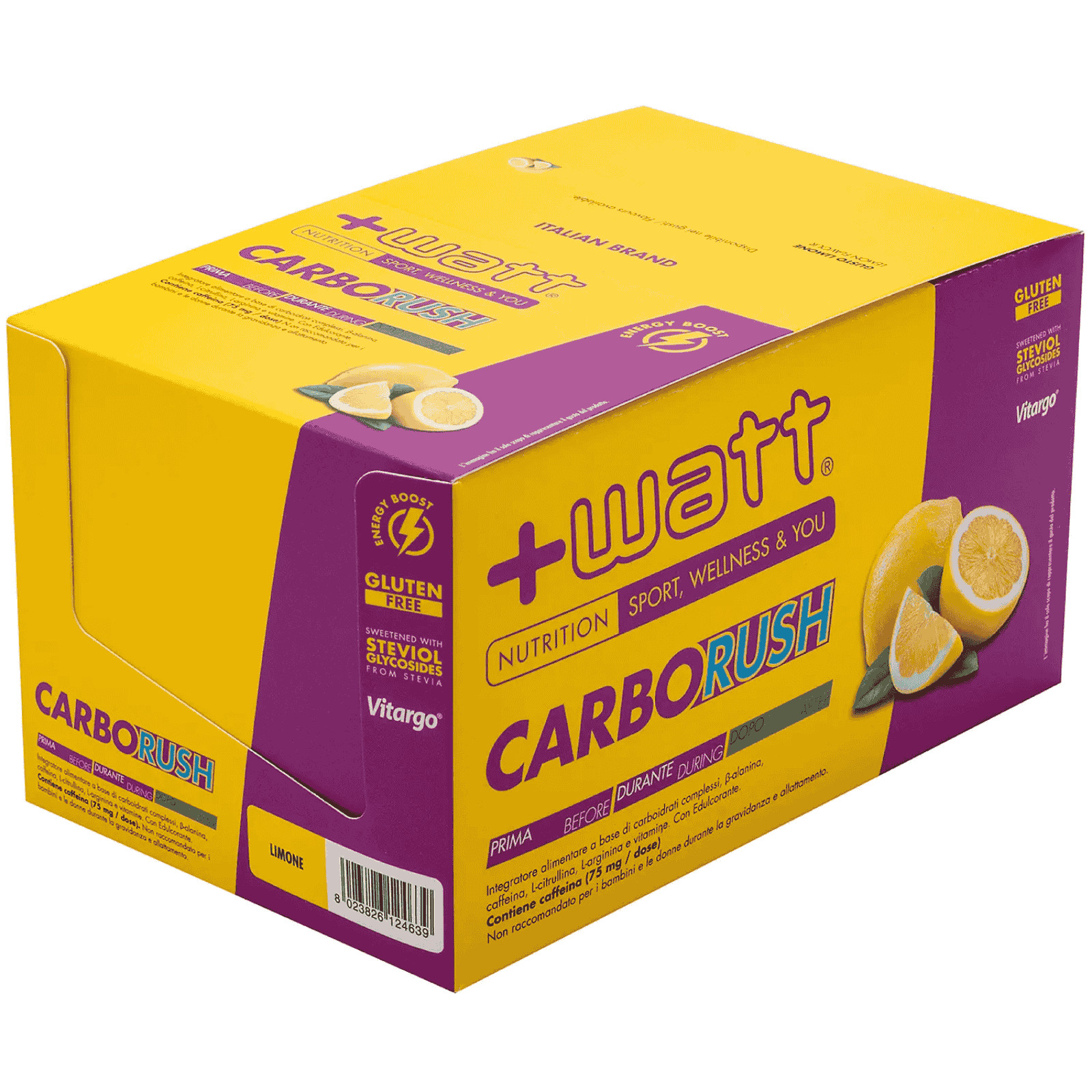 +Watt Carbo Rush Box 15X60 ml - Energia e Beta-Alanina per Ciclisti