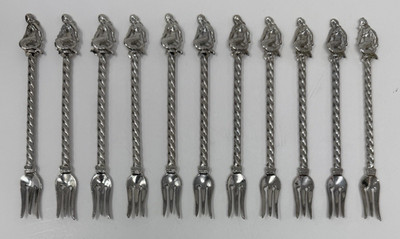 Lot of 11 Mermaid Shrimp Crab Olive Forks Cocktail Seafood Serving Party