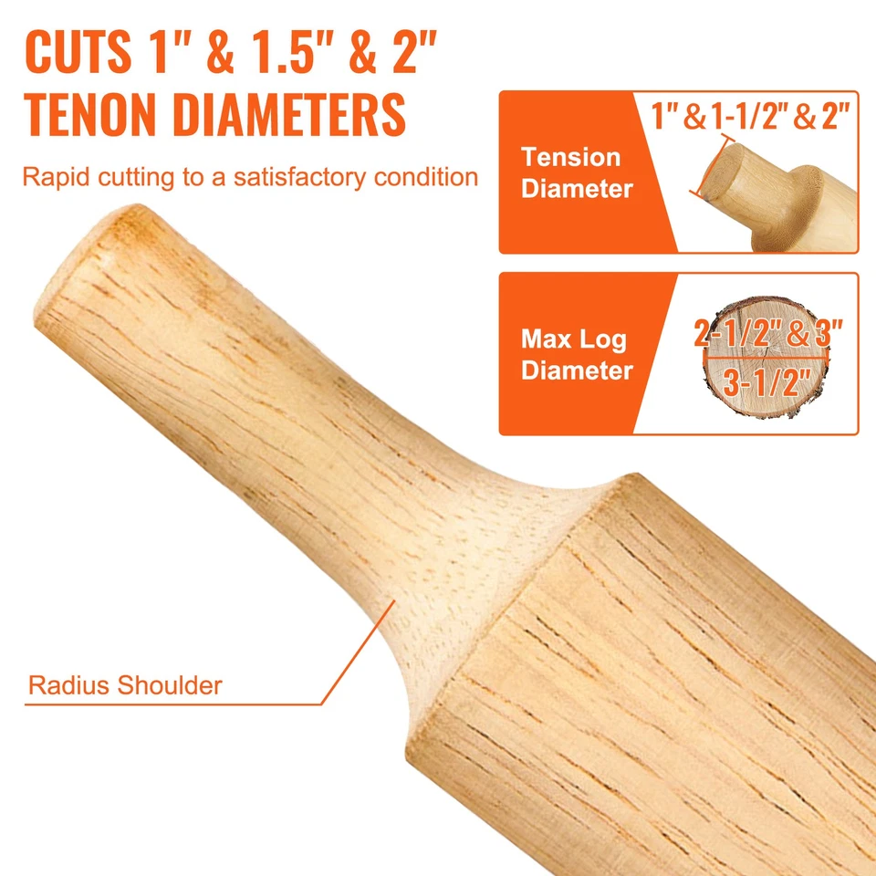 Tenon Cutter Log Furniture Kit 1" & 1.5"& 2" w/ Curved Blade for Home DIY - Image 4 of 4