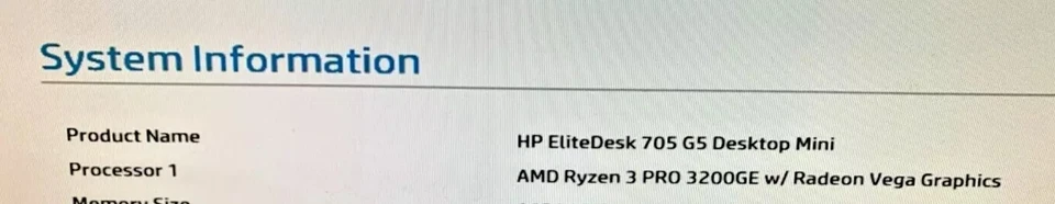 HP EliteDesk 705 G5 Mini - Ryzen 3 PRO 2200GE - 8GB RAM - 240GB SSD (OFFERS OK) - Image 2 of 4
