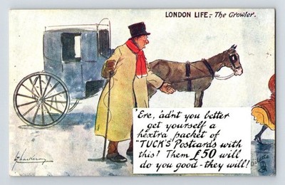 Lance Thackeray: Werbung für Tucks Postkarten. London Life, Hansom Cab. Unbespielt.