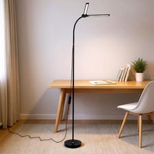 Modern Black Standing Lamp Tall with Round Base Floor Light Living Room Bedroom