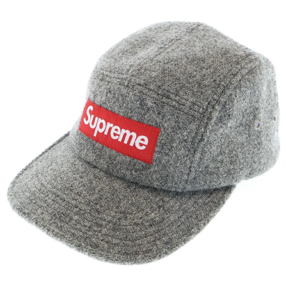 Casquette de camp Supreme 12Aw Harris tweed boîte logo chapeau gris AC683