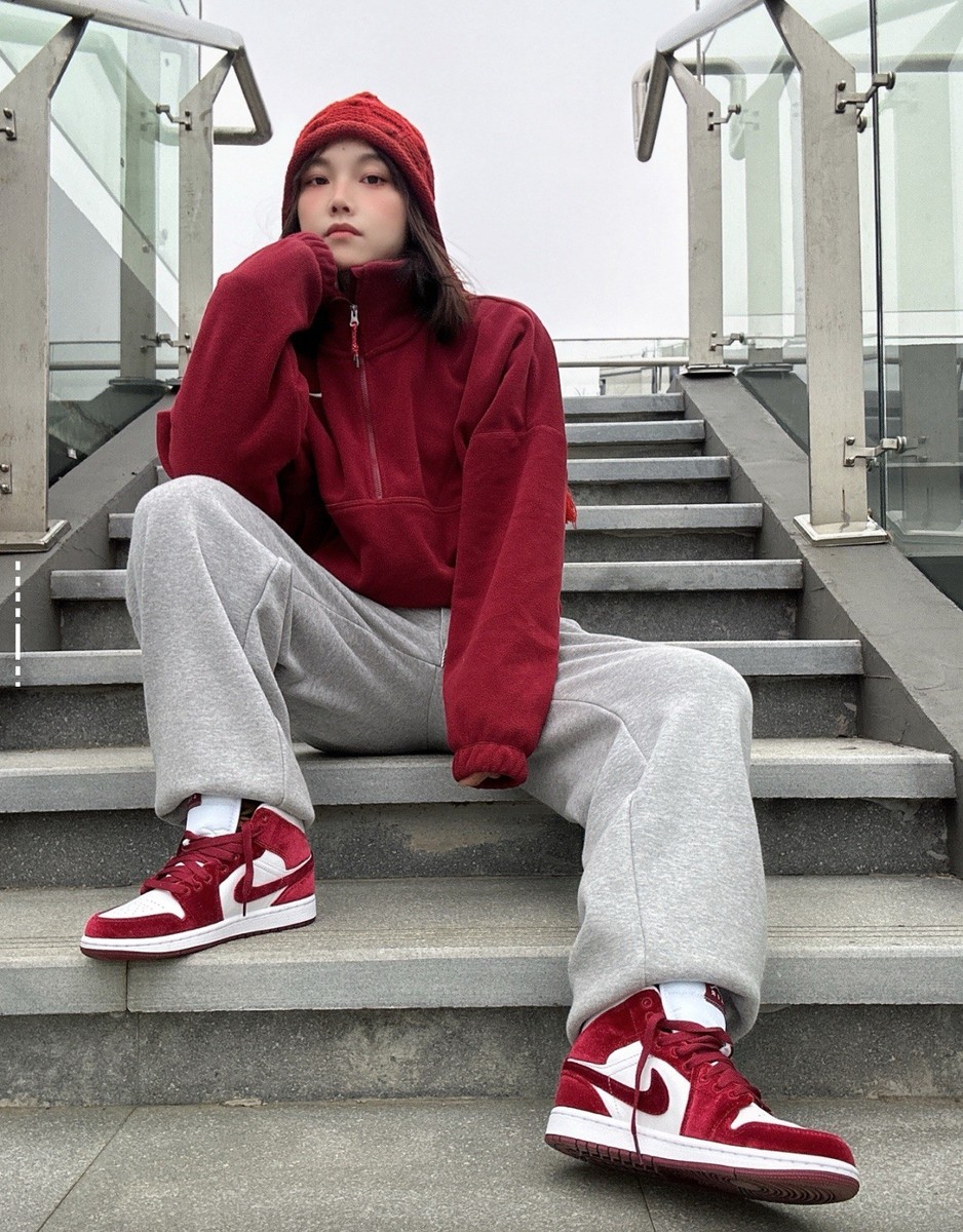 Nike Air Jordan 1 Mid SE Red Velvet FZ3334-100 Womens
