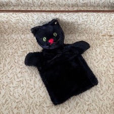 Vintage Steiff Black Cat Hand Puppet Plush Germany Mohair