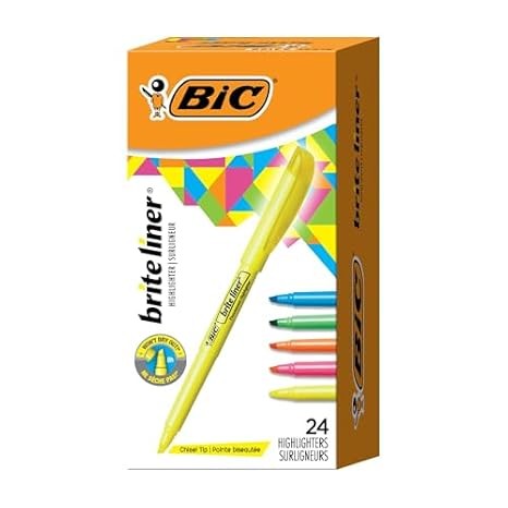 BIC Brite Liner Highlighters, 24-Count Assorted Colors, Chis