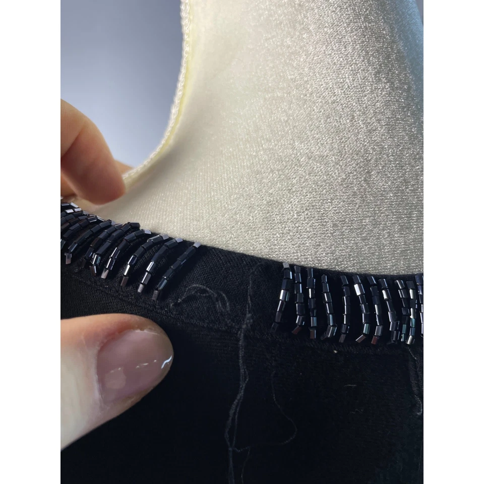 Kenar, Size Medium, Black Beaded Ruffle Trim Sleeveless Top, Super Soft, Flaw - Изображение 4 из 4