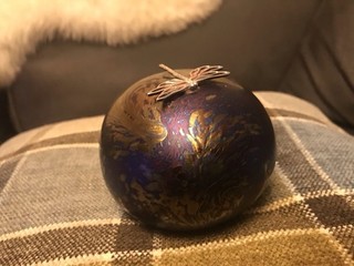 JOHN DITCHFIELD SIGNED GLASFORM SILVER dragonfly ￼ON DINOSAUR EGG Signed