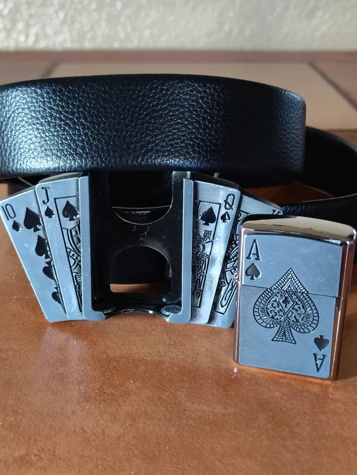 Poker Ace Lighter Belt Buckle Combo | Detachable Buckle | Fits 36–40 | $29.99 - Image 2 of 4