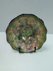 VTG Fenton Carnival Glass 6.75" Bowl Grapes Leaves Green Gold
