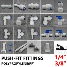 1/4" 3/8" Push Fit Pipe Fittings for RO Unit Water Filter Fridge Elbow, Tee etc
