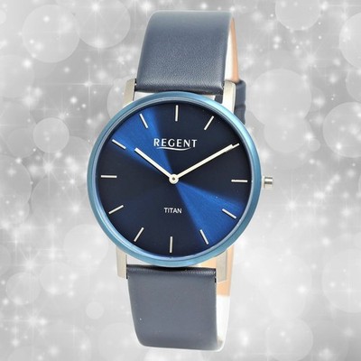 Armbanduhr Leder dunkelblau Herren Uhr Analog Regent Lederarmband UR1094066