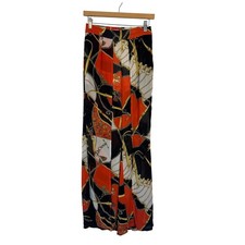 Baroque Glam Fashion Nova Womens Small Sheer Overlay Pants Orange Chain Print