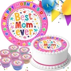 MOTHERS DAY PINK BEST MUM 7.5 INCH EDIBLE CAKE TOPPER DECORATION K28