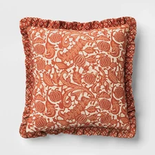 Square Pumpkin Pillow with Printed Reverse and Ruffle Trim - Threshold