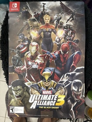 Marvel Ultimate Alliance 3 The Black Order Poster Spider-Man Wolverine *RARE