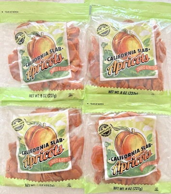 4 Packs Trader Joe's California Slab Apricots Dried & Pitted No Sugar Added