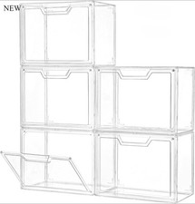 Stackable Storage Bins, Clear Acrylic Display Case, 5-Pack Acrylic Boxes