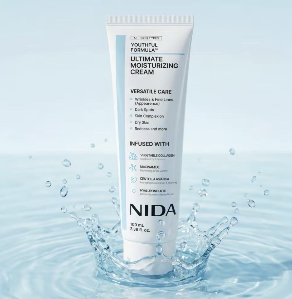 NIDA Moisturizing Cream 100ml Anti Wrinkle Brightening Hydrating Korea