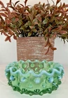 Fenton Green Opalescent Art Glass Hobnail Ashtray Ring Trinket Dish Vintage