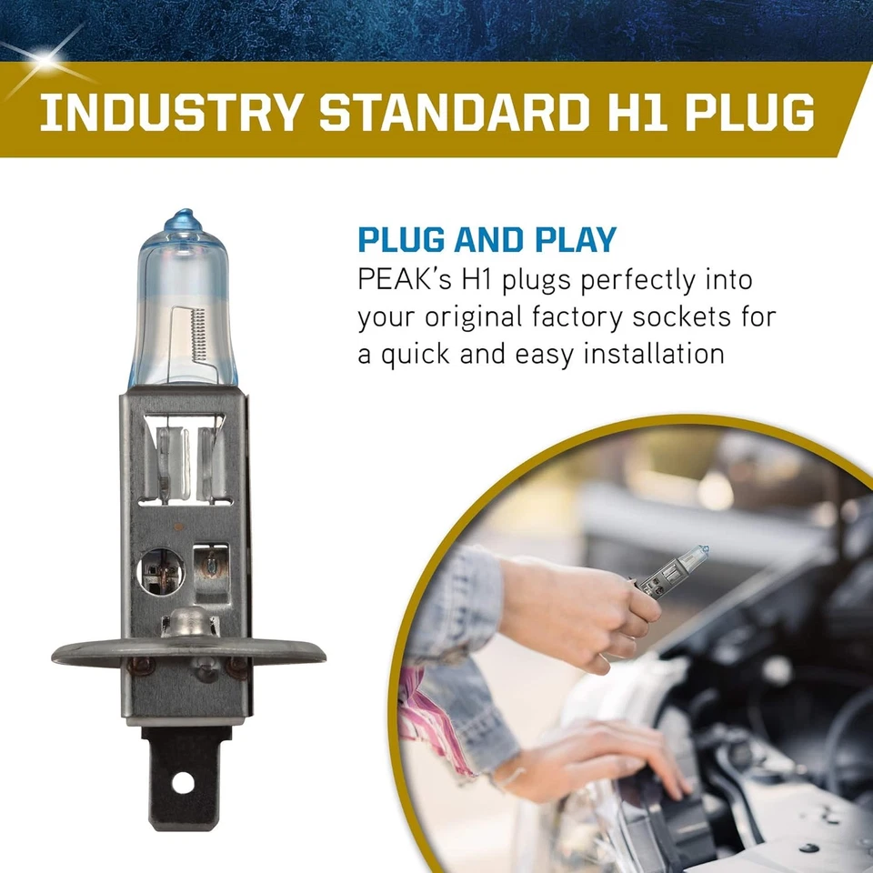 Faros Peak Power Vision Gold Automotriz Alto Rendimiento H1 55W (2 Blancos  Foto 4 de 4