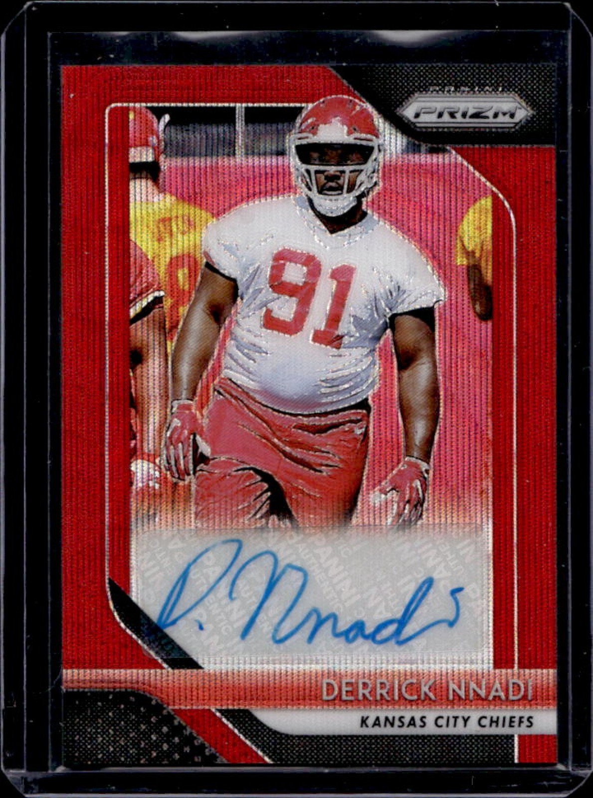 Derrick Nnadi Panini Prizm Rookie Autographs #DN Red Wave