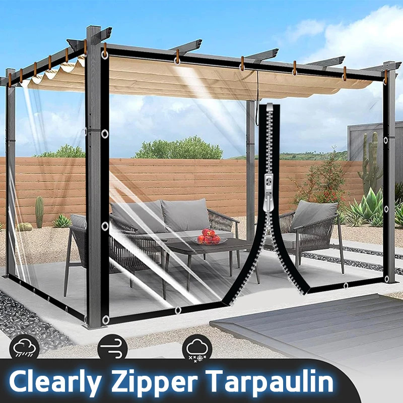 Lona transparente para exteriores personalizada con cremallera lona de patio transparente impermeable