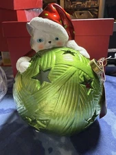 Home Reflections Christmas Cat Ornament Luminary Flameless Candle With Box NWT