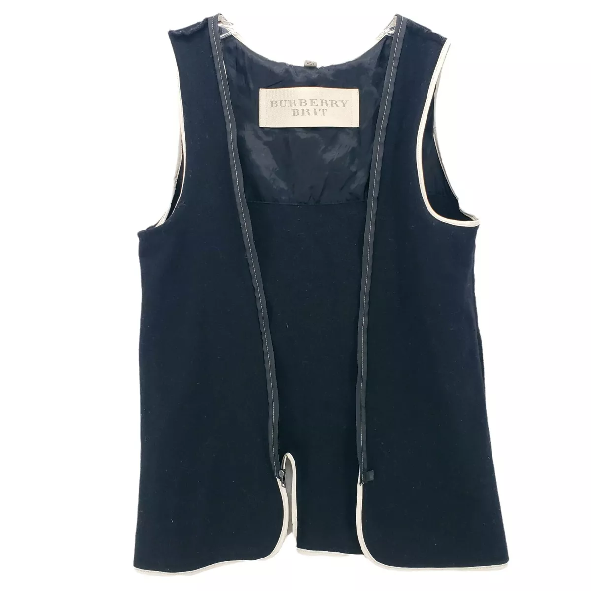 BURBERRY Brit 100 Wool Coat Liner Warmer Vest Black Womens UK 12 US 10