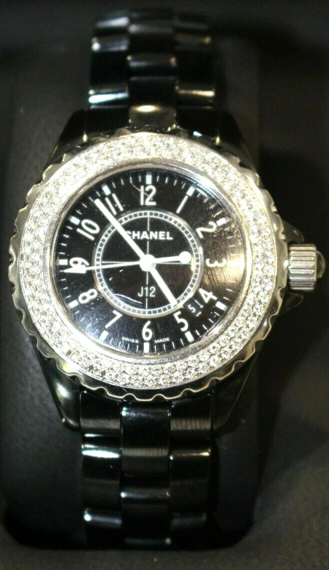 Chanel J12 Black Ceramic Diamond Bezel Black Dial H0949 VH3H53 - Beverly  Hills Watch Company