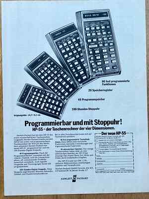 Hewlett Packard Taschenrechner HP-55 Original 1975 Vintage Advert Werbung