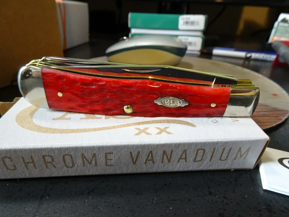 CASE XX CA-31950 POCKET KNIFE "TRAPPER" 4.125" CL DARK RED BONE HAN. 2-CS BLADE - Image 2 of 4