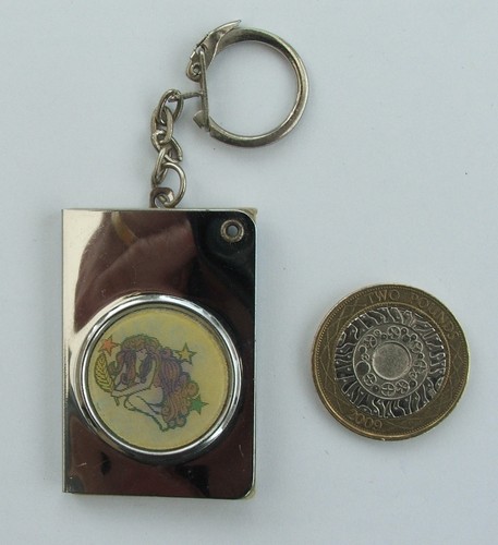 Hologram style, star sign Virgo, silver tone address book keyring - Picture 6 of 7