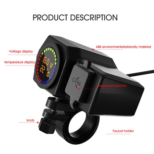 Motorcycle Cell Phone GPS Handlebar Mirror Mount Holder USB PD Type C Charger - Photo 4 sur 12