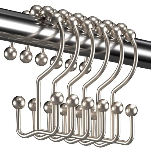 Shower Curtain Hooks Rings, Rust Resistant Metal Double Glide Shower Nickel - Bild 1 von 6