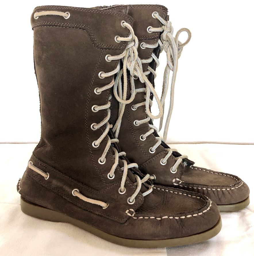 Maui Island Boots Laced Zip BROWN Nubuck Leather Boat Shoes Booties  Women\u0026#039;s 7.5 | eBay