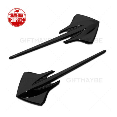 2x Corvette C7 Gloss Black Fender Stingray Mako Shark Logo Badge Emblem Sport