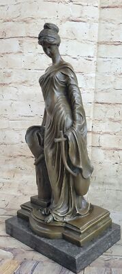 Lovely Vintage French Bronze Statue of Gorgeous Roman Greek Young Girl Signed NR