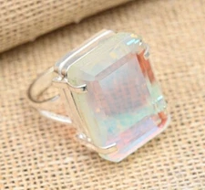Beautiful Mystic Topaz Gemstone Handmade 925 Sterling Silver Jewelry Ring