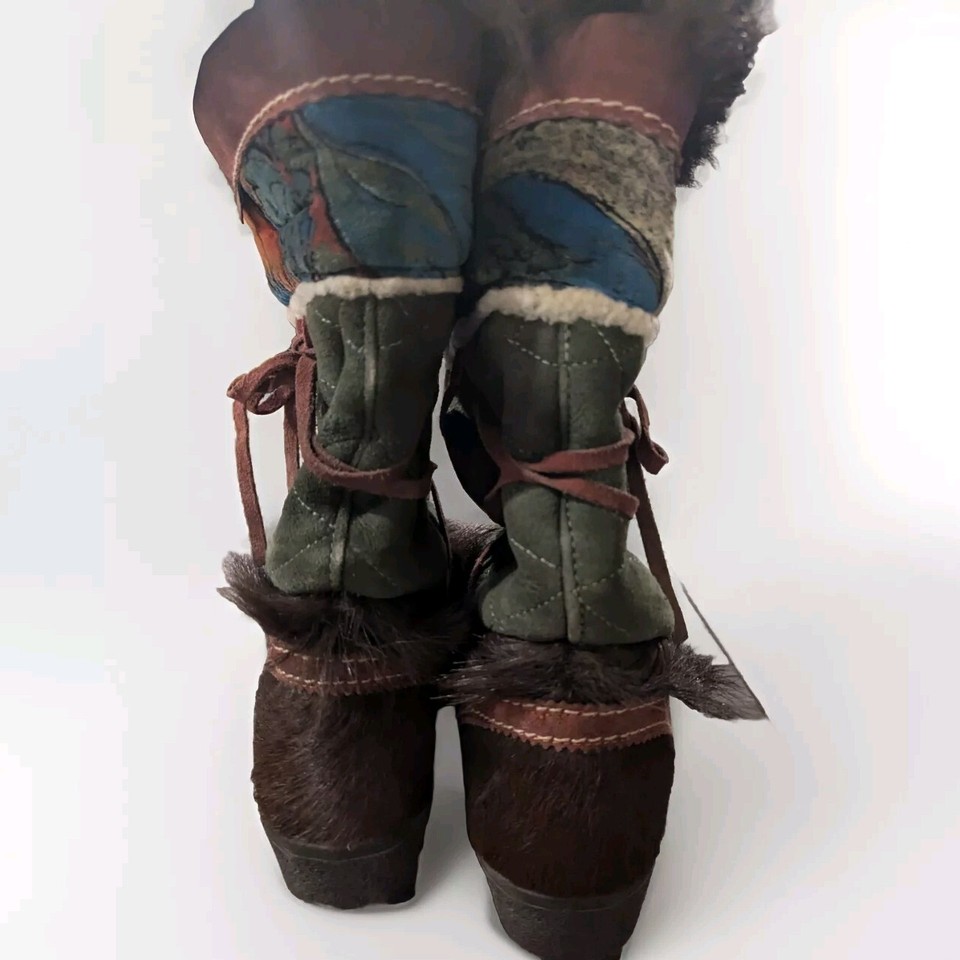 TECNICA Black /Brown Apres Goat Fur Ski Boots Womens Size US 9/9.5