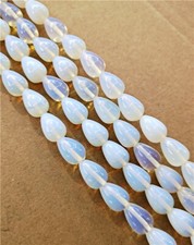 28Pcs/Strand 14x10mm White Opal Teardrop Loose Beads DIY 15.5Inch EE996