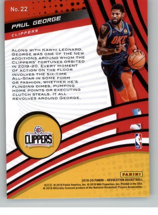 2019-20 Panini Revolution Vortex #22 Paul George (ref 131962) - Image 2 of 2