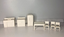VINTAGE LOT Marx Dollhouse Furniture Traditional Colonial Kitchen White Plastic