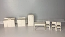 VINTAGE LOT Marx Dollhouse Furniture Traditional Colonial Kitchen White Plastic