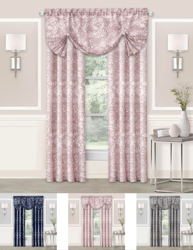 Charlotte Pastel Floral Semi Sheer Window Curtains - Assorted Colors & Sizes - 第 1/36 張圖片